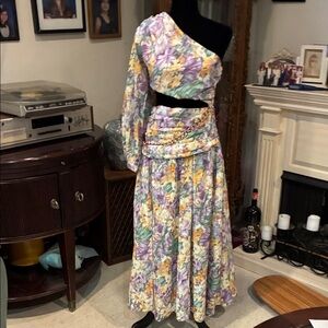 Fashion Nova Floral One-Shoulder Top With Skirt Attached